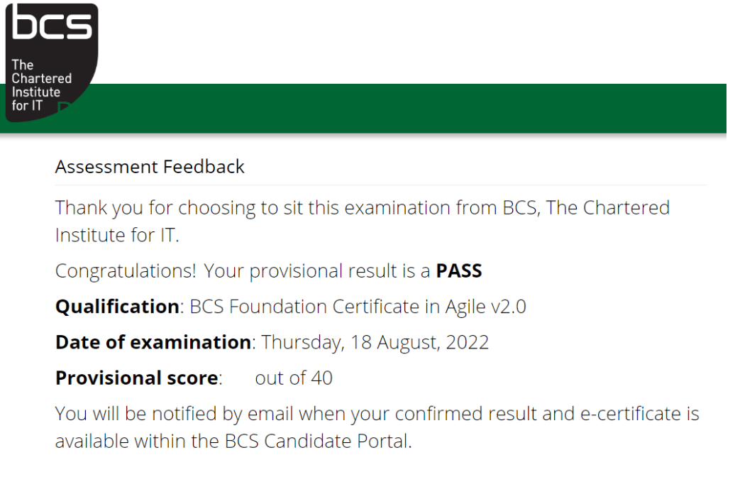 Sorry, my mind was probably being hijacked by the BCS Foundation Certificate in Agile v2.0 that I just passed today