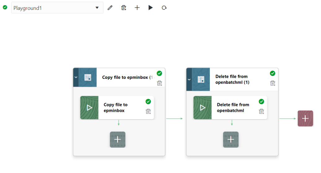 Pipeline user interface after running: status is visible directly from the UI